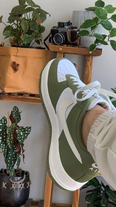 Green Airforce 1 Outfit Women, Lime Green Nike Shoes, Sick Nike Shoes, Cool Shoes Aesthetic, Olive Green Dunks, Shoes Pics Aesthetic, Cute Sneakers Nike, Shoes That Go With Everything, Cute Shoes Aesthetic