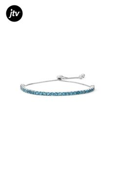 3.41ctw Round London Blue Topaz Sterling Silver Bolo Bracelet. No Closure. Fine Jewelry Blue Topaz Bracelets, Elegant Adjustable Blue Topaz Bracelets, Fine Jewelry Blue Topaz Round Bracelets, Bolo Bracelet, No Closure, London Blue Topaz, London Blue, Blue Topaz, Topaz