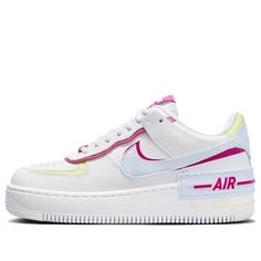 (WMNS) Nike Air Force 1 Shadow 'White Pink Yellow' FQ8885-100 Modern White Nike Air Force 1, Nike Air Forces, Nike Air Force 1 Shadow, Air Force 1 Shadow, Air Forces, Limited Edition Sneakers, Yellow And Pink, Pretty Shoes, Sport Sneakers