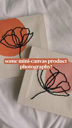 some mini - canvass product photography on a bed with the words, some mini - canvass product photography