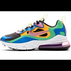 Nike Air Max 270 React (Gs) Shoes . Brand New In Box . Nike Air Max 270 React (Gs ) Running Shoes/ Sneakers . Style # Cu4668 - 001 . Color Is Multi Us Youth Unisex Kid's Size 5.5y , Uk 5 , Cm 24 , Br 36 And Eur 38 Women's 7. Us Youth Unisex Kid's Size : 6.5y , Uk 6, Cm 24.5 , Br 37.5 And Eur 39 And Women's Size 8 . Us Youth Unisex Kid's Size : 7y, Uk 6 , Cm 25 , Br 38 And Eur 40 And Women's Size 8.5 . Nike Multicolor Athleisure Sneakers, Multicolor Dynamic Low-top Running Shoes, Nike Air Max Multicolor Sneakers, Multicolor Boost Midsole Sneakers, Multicolor Athleisure Sneakers With Boost Midsole, Multicolor Custom Sneakers With Air Max Cushioning For Sports, Custom Multicolor Sneakers For Light Sports With Boost Midsole, Breathable Multicolor Sneakers, Multicolor Nike Air Max Low-top Running Shoes