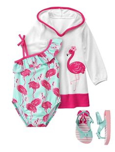 Flamingo Outfit, Barbie Swimsuit, Toddler Clothing, Toddler Girl Outfits, Toddler Fashion, Baby Love, Toddler Outfits, Baby Dress