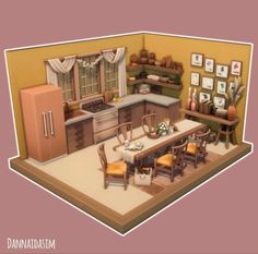 a model of a kitchen and dining room