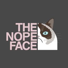 the nope face logo with a cat peeking out from behind it