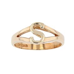 Add a touch of personal style to any ensemble with this 18k gold over sterling silver Traditions Jewelry Company initial ring. Add a touch of personal style to any ensemble with this 18k gold over sterling silver Traditions Jewelry Company initial ring. Metal: sterling silver Packaging: decorative card Plating: 18k gold Width: 6 mm Finish: polished Gender: female. Age Group: adult. Gold Hallmarked Promise Ring, Gold Stackable Rings With Initials, Gold Initial Ring With Open Band For Anniversary, Gold Promise Ring With Hallmark, Gold Open Band Initial Ring For Anniversary, Elegant Gold Stackable Rings With Initials, Classic Gold Initial Ring With Open Band, 14k Gold Initial Ring For Personalized Gift, Adjustable Yellow Gold Sterling Silver Initial Ring