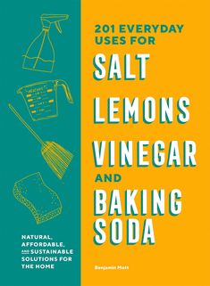 the book cover for salt lemons vinegar and baking soda, with illustrations on it