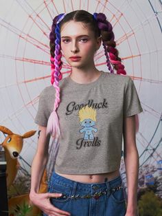 Composition : See detailed descriptionCountry of Origin : CHINA Heather Crew Neck Top With Graphic Print, Trendy Heather Grey Crew Neck T-shirt, Heather Casual Tops With Letter Print, Casual Heather Tops With Letter Print, Rainbow Hair Color, Rainbow Hair, Cropped T Shirt, Hair Color, Composition