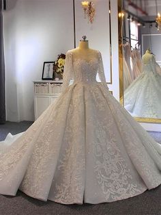 Luxury O-Neck Long Sleeves Lace- Up Ball Gown wedding Dresses - wedding dresses Long Sleeve Wedding Gown Lace, Cheap Lace Wedding Dresses, Long Sleeve Mermaid Wedding Dress, Lace Sweetheart Wedding Dress, Wedding Dresses Lace Ballgown, Long Sleeve Ball Gowns, Long Sleeve Wedding Gowns, Exquisite Gowns, Lace Ball Gowns