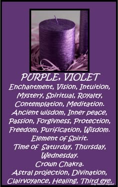 Purple Candle Spells, Purple Color Meaning, Candle Magic Colors, Purple Meaning