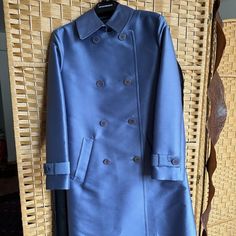 Brand New. Size 40. Emporio Armani Luxury Blue Double-breasted Outerwear, Luxury Blue Outerwear With Hidden Button Closure, Designer Blue Double-breasted Outerwear, Designer Blue Business Outerwear, Designer Blue Outerwear For Business, Designer Blue Single Breasted Outerwear, Formal Jackets For Women, Black Puffy Vest, Long Sweater Jacket