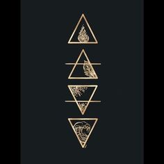 the cover art for an album with gold triangles and flowers on black paper, against a dark background