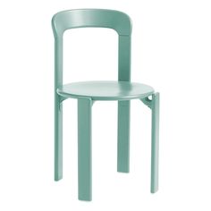 a green plastic chair on a white background