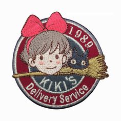 a girl holding a broom and wearing a pink bow on her head with the words wink's delivery service