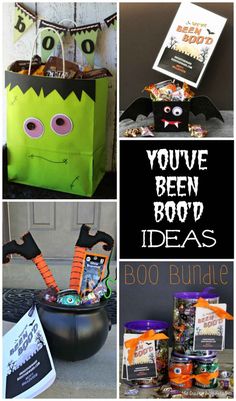 halloween treat bags and decorations with the words you've been bood ideas