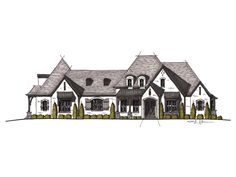 this is an artist's rendering of the front elevation of these luxury home plans