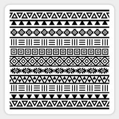 an abstract black and white pattern with geometric shapes on the bottom half of each piece