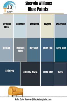 the color scheme for sherylin williams's blue paints