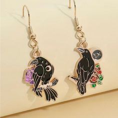 New In Gift Box Usa Seller Next Day Shipping Introducing Our Delightful Haunted Crow Earrings, The Perfect Blend Of Charm And Spookiness! These Whimsical Earrings Are Sure To Bring A Smile To Everyone's Face, Making Them Great Fun For Halloween Or Any Occasion. Crafted With Hypoallergenic Materials, They Ensure A Comfortable Wear For All. Prepare To Be Showered With Compliments As You Showcase Your Playful And Fashionable Spirit With These Truly Special Accessories! Enjoy The Magic And Add A Tou Trendy Halloween Earrings As A Gift, Trendy Halloween Earrings For Gift, Pierced Witchy Earrings For Gift, Witchy Style Pierced Earrings For Gift, Witchy Pierced Earrings As Gift, Witchy Style Pierced Earrings As Gift, Punk Style Dangle Earrings As A Gift, Punk Style Drop Earrings For Gift, Punk Style Drop Earrings As Gift