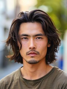 Medium Hair Men Hairstyles, Asian Mens Long Hairstyles, Extended Length Mens Haircut, Long Wavy Hair Men Medium, Medium Length Hair Men Asian, Middle Length Haircut Men, Middle Part Long Hair Men, Rectangle Face Hairstyles Men, Middle Length Hair Men