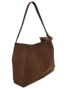 Chiusura Shoulder Bag from Studio Nicholson Chic Rectangular Suede Bag, Formal Suede Top Handle Bag, Formal Suede Bag With Top Handle, Elegant Suede Bag With Leather Lining, Suede Top Handle Bag For Formal Occasions, Rectangular Suede Bucket Bag, Designer Suede Shoulder Bag For Everyday, Formal Rectangular Suede Shoulder Bag, Designer Suede Shoulder Bag For Daily Use