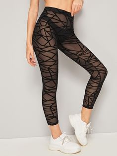 Geo Mesh Leggings Without Panties Black Sexy   Mesh Fabric Geometric Regular Slight Stretch Summer Women Clothing, size features are:Bust: ,Length: ,Sleeve Length: Pu Leggings, Summer Leggings, Women Leggings, Legging Outfits, Mesh Leggings, Fashion Tights, Knit Leggings, Girls Leggings, Wearing Clothes