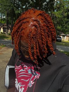 @elijahgost | IG Burgundy And Ginger Locs, Ginger Dreads Men, Dreads With Red Tips Men, Burgundy Dreads Men, Locs Color, Red Dyed Hair