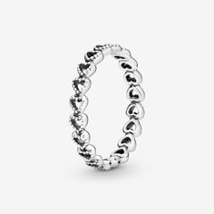 Linked Love Ring in Sterling Silver | Sterling silver | Pandora US Pandora Stackable Rings, Motifs Perler, Bracelet Tennis, Golden Trio, Pandora Rings, Romantic Design, Engagement Jewelry, Love Ring, Pandora Jewelry