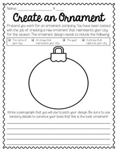 a christmas ornament worksheet with the words create an ornament