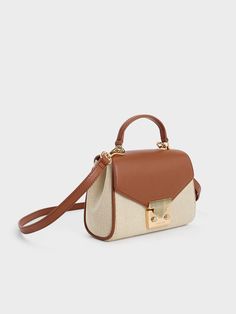 Tan Eudora Canvas Top Handle Bag - CHARLES & KEITH US Everyday Brown Recyclable Bag, Everyday Brown Recyclable Bags, Brown Recyclable Bags For Daily Use, Casual Recyclable Shoulder Bag, Eco-friendly Recyclable Brown Bag, Charles And Keith Bags, Charles Keith, Days Out, Handle Bag