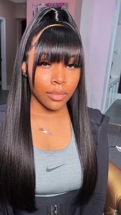 Weave Bangs, Bday Hair, Bang Hairstyles, Bangs Hairstyle, Frontal Wig Hairstyles, Sew In Hairstyles, Ponytail Hairstyle, Hair Adviser