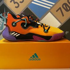 New In Box Never Worn Adidas Harden Stepback 3 Day Of The Dead Basketball Shoes Sku# Gy7477. Adidas Orange Sneakers With Branded Insole, Adidas Orange Leather Sneakers, Orange Basketball Shoes With Boost Midsole, Orange Low-top Cushioned Basketball Shoes, Orange Leather Basketball Shoes With Rubber Sole, Orange Lace-up Basketball Shoes With Boost Midsole, Orange Basketball Shoes With Laces For Sports, Orange High-top Basketball Shoes With Boost Midsole, Orange Basketball Shoes With Rubber Sole For Sports