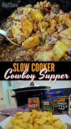 the slow cooker is full of cooked food and ready to be used as an appetizer