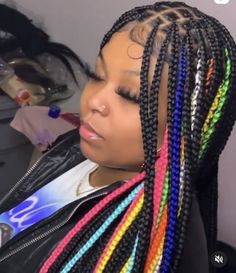 Rainbow Box Braids, Barbie Hairstyle, Knotless Box Braids, Black Hair Aesthetic, Dyed Hair Inspiration, Braided Cornrow Hairstyles, Cute Box Braids Hairstyles