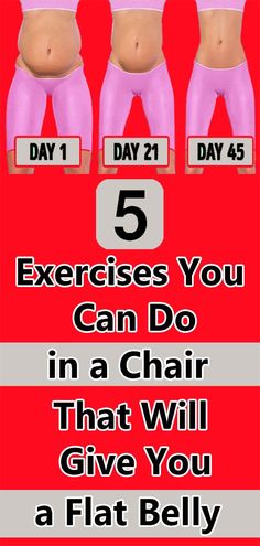 six exercises you can do in a chair that will give you a flat belly info poster