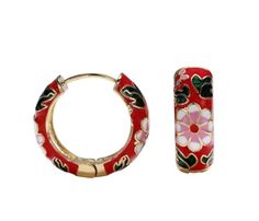 PRICES MAY VARY. ❤This earring is of clip-on style hoop earrings, there is lovely beautiful japanese style flowers engraved, the flower pattern is solid so it's touch feeling good . ❤The earrings is design in Japanese style, retro and traditional patterns and color matched, suitable for some cosplay costumes or kimono clothes. ❤Size: the earrings, 2.5*2.1cm, weight 5.37g for a piece ❤Ideal gift for Birthday, Mothers' Day, Graduation Season, Girlfriends, Boyfriends, Engagement, Anniversaries, Val Japanese Style Flowers, Japanese Accessories, Retro Japanese, Flower Ear, Small Hoop Earrings, Circle Studs, Enamel Flower, Thanksgiving Gift, Delicate Jewelry