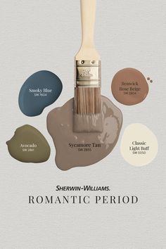 a paintbrush with different colors on it and the words, sheryln williams romantic period