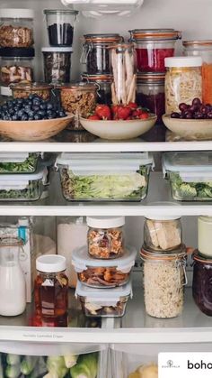 an open refrigerator filled with lots of food