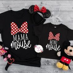 Family matching shirts Vacation shirts Mommy Mouse Daddy | Etsy Family Matching Black Tops With Character Print, Black Family Matching Tops With Character Print, Vacation Birthday, Family Matching Shirts, Minnie Mouse Birthday Party, Family Shirts Matching, Mini Mouse, Minnie Mouse Birthday, Vacation Photos