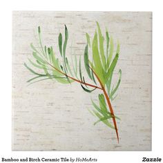 a painting of green leaves on a white background