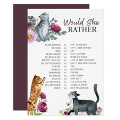 a card with an image of two cats and a cat on it, which says world she