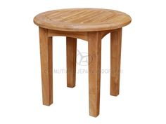 a small wooden table on a white background