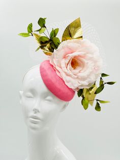 Handmade by Featured Milliner of The Kentucky Derby Museum 2023 & 2024.  Pink silk flower with green leaf pops. Pink veil for texture! Attaches with headband. Not taking customs this year--Derby 150 is going to be massive and mom life keeps me running! However, happy to suggest pieces that will coordinate with your outfit. If you don't love the way this attaches to your head--. message me! I can swtich *most* pieces to your preference. Clip, Headband OR Elastic Cord  NOTE: Heavier pieces with ex Head Message, Floral Fascinator, Pink Veil, Floral Fascinators, Kentucky Derby Fascinator, Derby Fascinator, Floral Hat, Head Wear, Kentucky Derby Hat