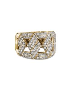 David Yurman 18K Yellow Gold Carlyle Diamond Pave Openwork Statement Ring The Carlyle, Petite Jewelry, The Jazz Age, David Yurman Ring, Chain Strap Bag, Gold Statement Ring, Art Deco Architecture, Yellow Gold Jewelry, Floral Shoes