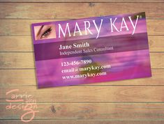 a business card with the words mary kay on it and an image of a woman's eye