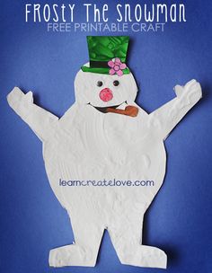 a snowman made out of paper with the words frosty the snowman on it