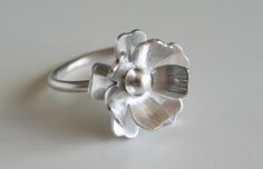 Silver Flower RIng Gift for Her Fancy Silver by CandiceVostrejs Inexpensive Jewelry, Silver Flower Ring, Silver Flower Necklace, Big Ring, Silver Jewelry Design, Big Rings, Statement Ring Silver, Silver Jewelry Rings, Silver Jewelry Handmade