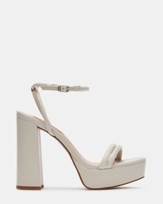 LOFTY Bone Leather Platform Block Heel | Women's Heels – Steve Madden Steve Madden Store, Ankle Strap Block Heel, Apparel Merchandising, Platform Block Heels, Glitter Heels, Platform Sandals Heels, Women's Heels, Platform Heel, Heel Sandal