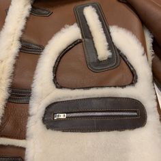 Daniels Leather Chocolate 3/4 Shearling Jacket - Dudes Boutique Luxury Brown Fur Coat, Luxury Sheepskin Leather Jacket With Long Sleeves, Designer Shearling Leather Jacket With Padded Collar, Luxury Long Sleeve Sheepskin Leather Jacket, Brown Luxury Leather Outerwear, Luxury Brown Leather Outerwear, Brown Luxury Long-sleeve Fur Coat, Luxury Brown Long Coat, Luxury Sheepskin Leather Jacket With Faux Fur Lining