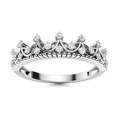 a white gold crown ring with diamonds