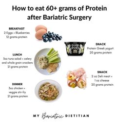 an info sheet describing how to eat 60 + grains of protein after baristic surgery